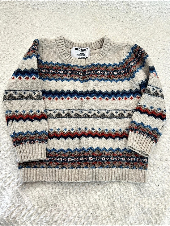 Old Navy Other - Old Navy SoSoft Fair Isle Sweater Gray & Blue 18-24M